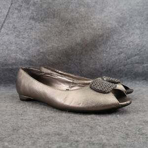 Madeline Stuart Shoes Womens 8.5 Flats Ballet Peep Toe Fashion Formal Wide Fit